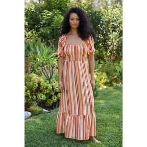 NWD Anthropologie Charlie Holiday Beach Stripe Coastal Midi Dress Sz XS #NB452